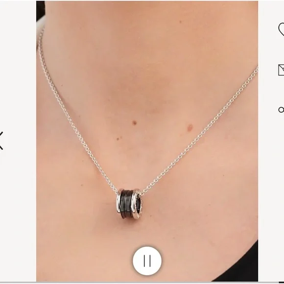 NIB Bulgari Sterling Silver + Ceramic Pendant Necklace, Unisex - Picture 7 of 13